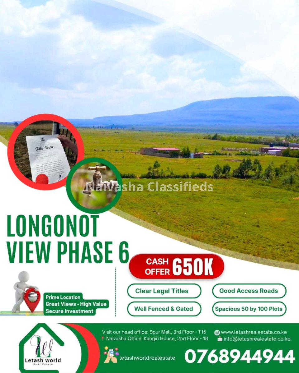 Plots for sale in Longonot, Naivasha