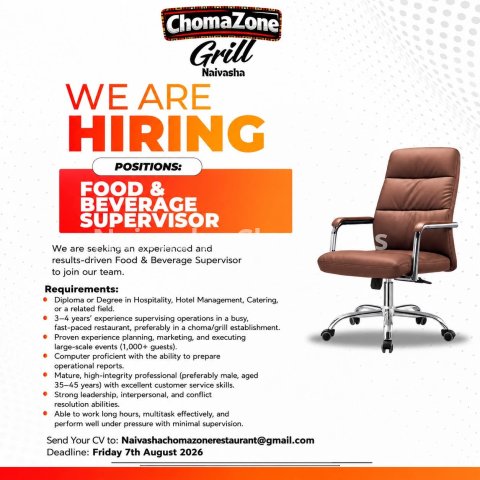 Food and Beverage Supervisor Job