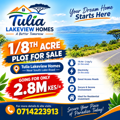 1/8 acre Land for sale in Moi South Lake, Naivasha.