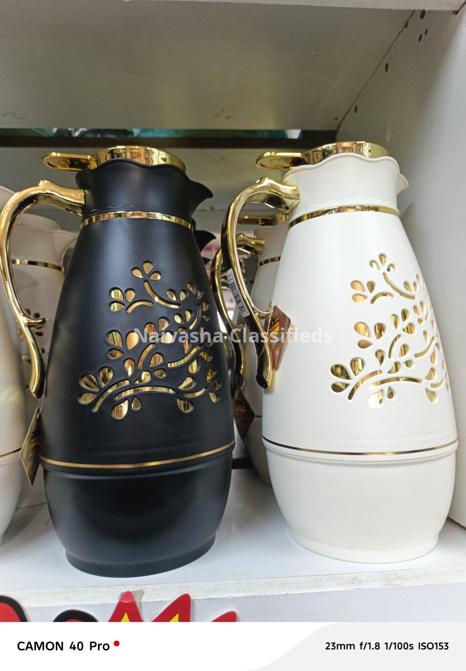 Gold flowered flasks