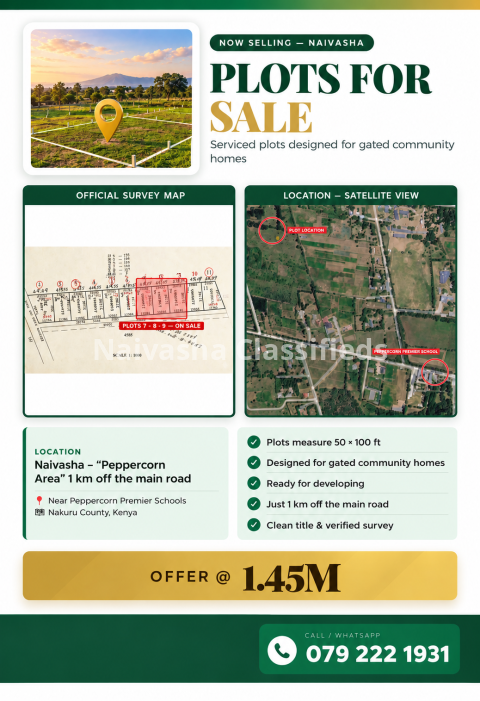 Prime plots for sale in Naivasha, Nyondia... Few remaining
