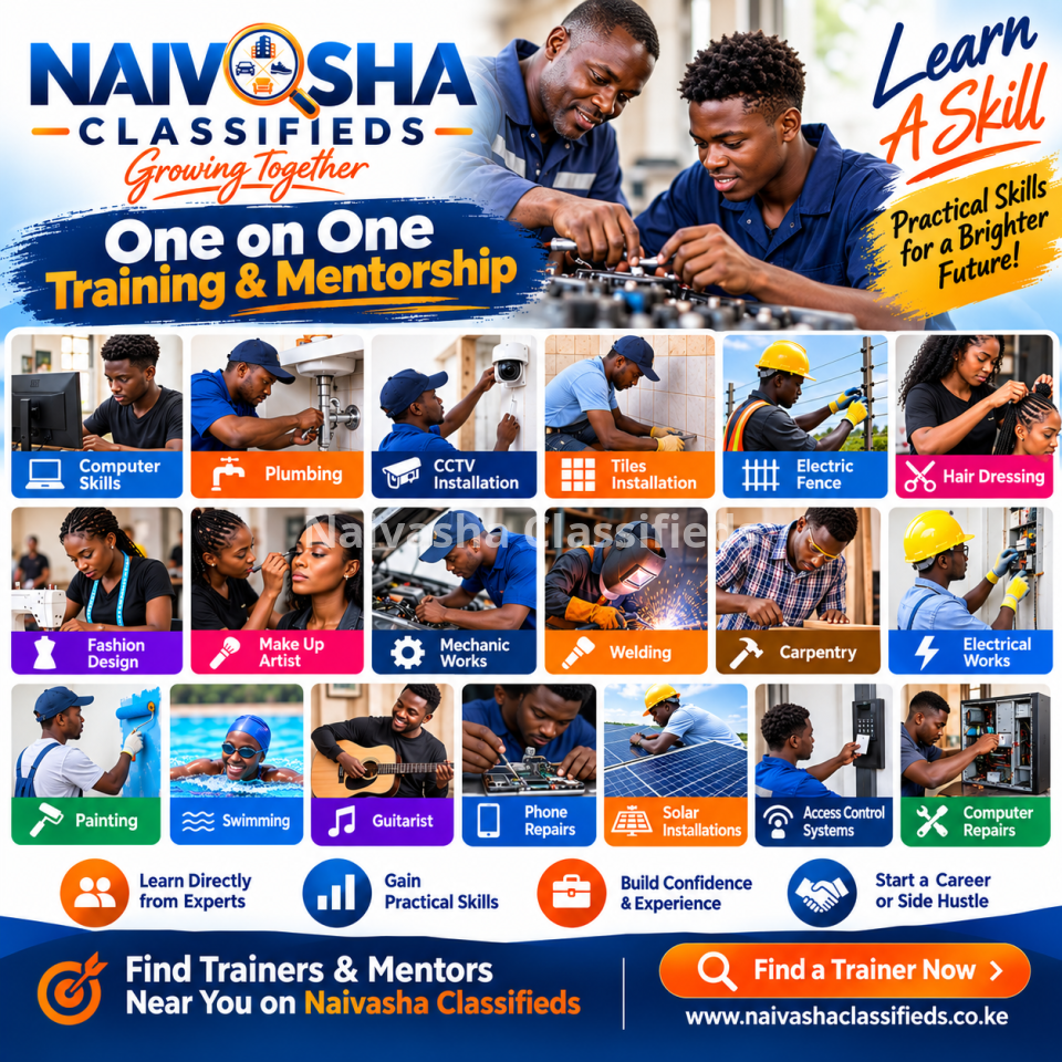 Learn a skill in Naivasha,get trained one-on-one